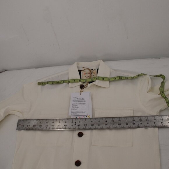 NWT Uskees workshirt Mens small button front work shirt cream organic cotton - Picture 16 of 16